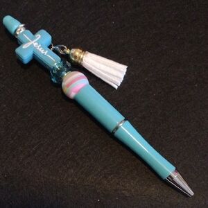 Handcrafted Turquoise Cross Pen with Tassel